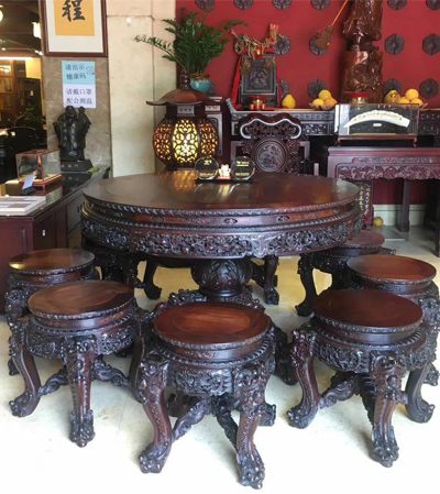 家寶紅木【廣韻】瑞喆圓枱雕花(實拍圖) 家寶紅木【廣韻】瑞喆圓枱雕花(實拍圖)